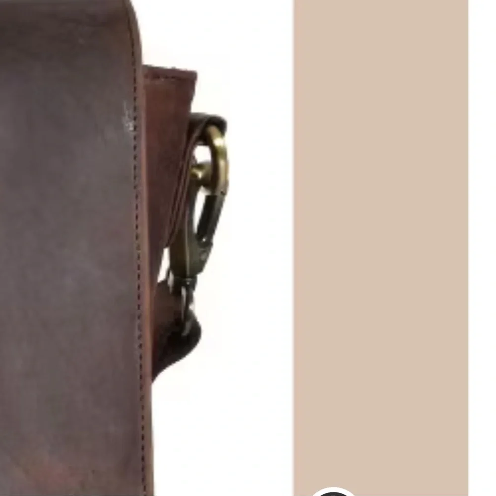 Brown Leather Messenger Bag Laptop Briefcase Bag College Office Adj Strap NWT